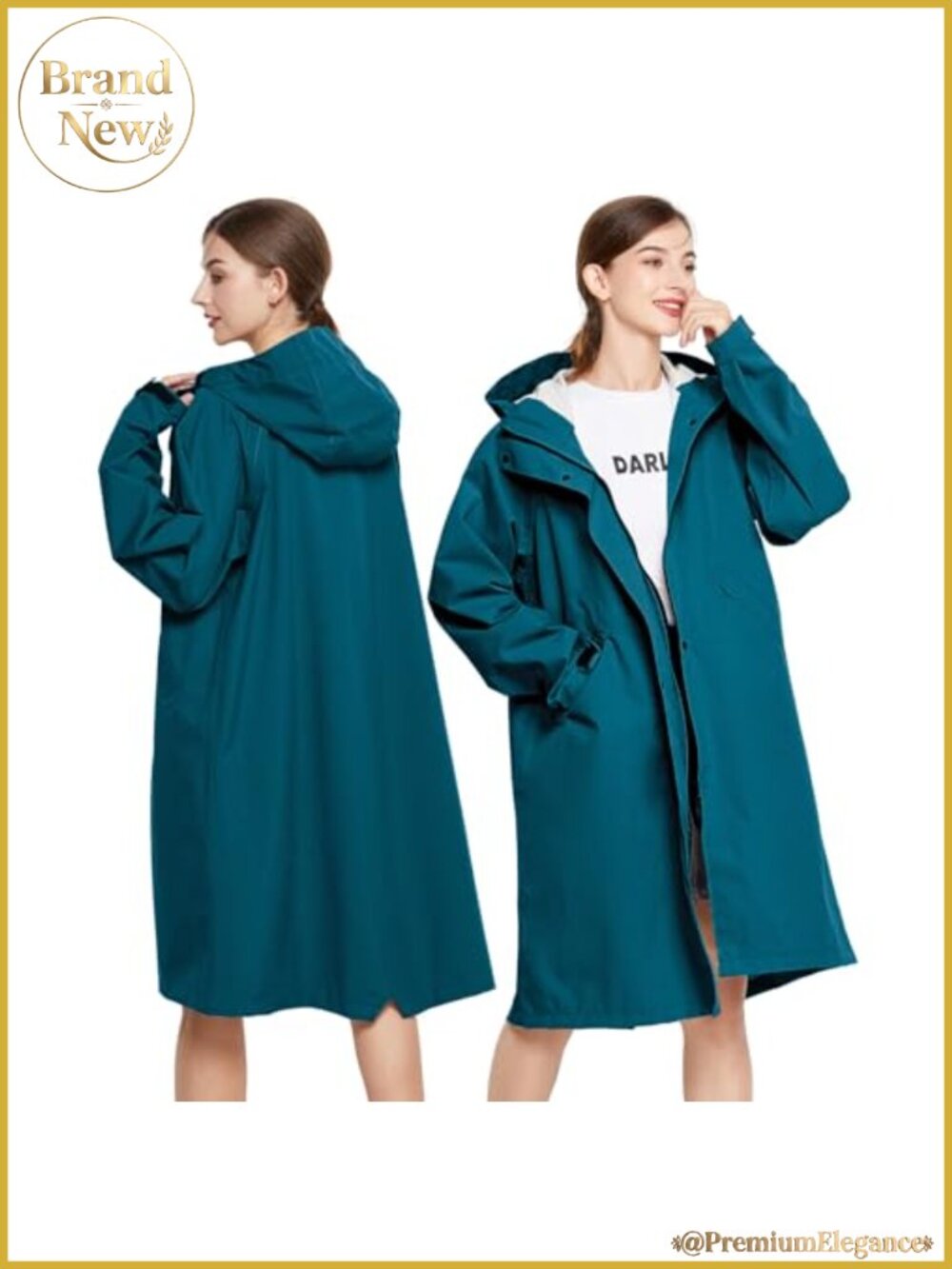 SOPPY Women's Lightweight Long Waterproof Raincoat Rain Jacket